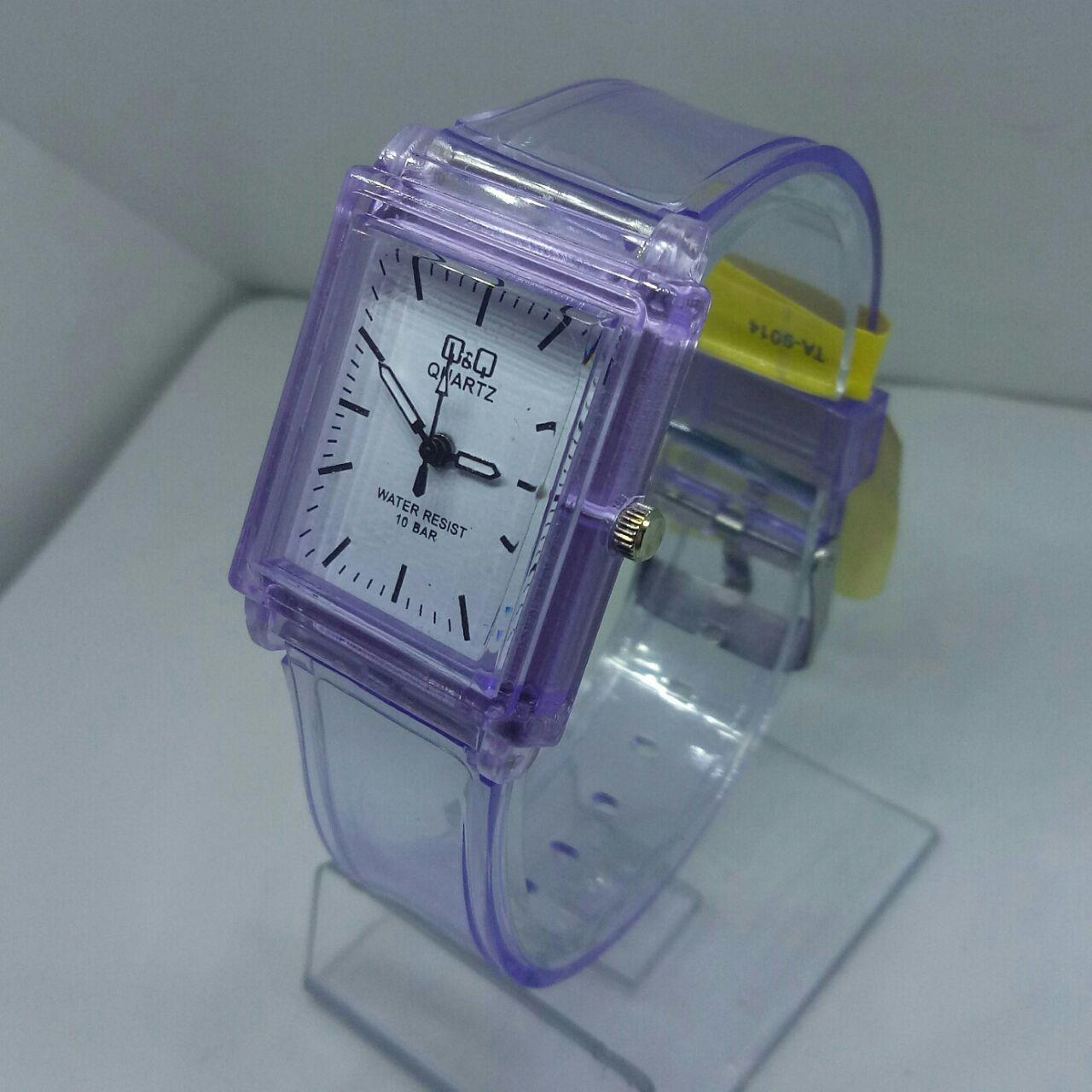 QnQ QQ Q&Q Original - jam tangan wanita sporty model terbaru kotak - tali karet transparan