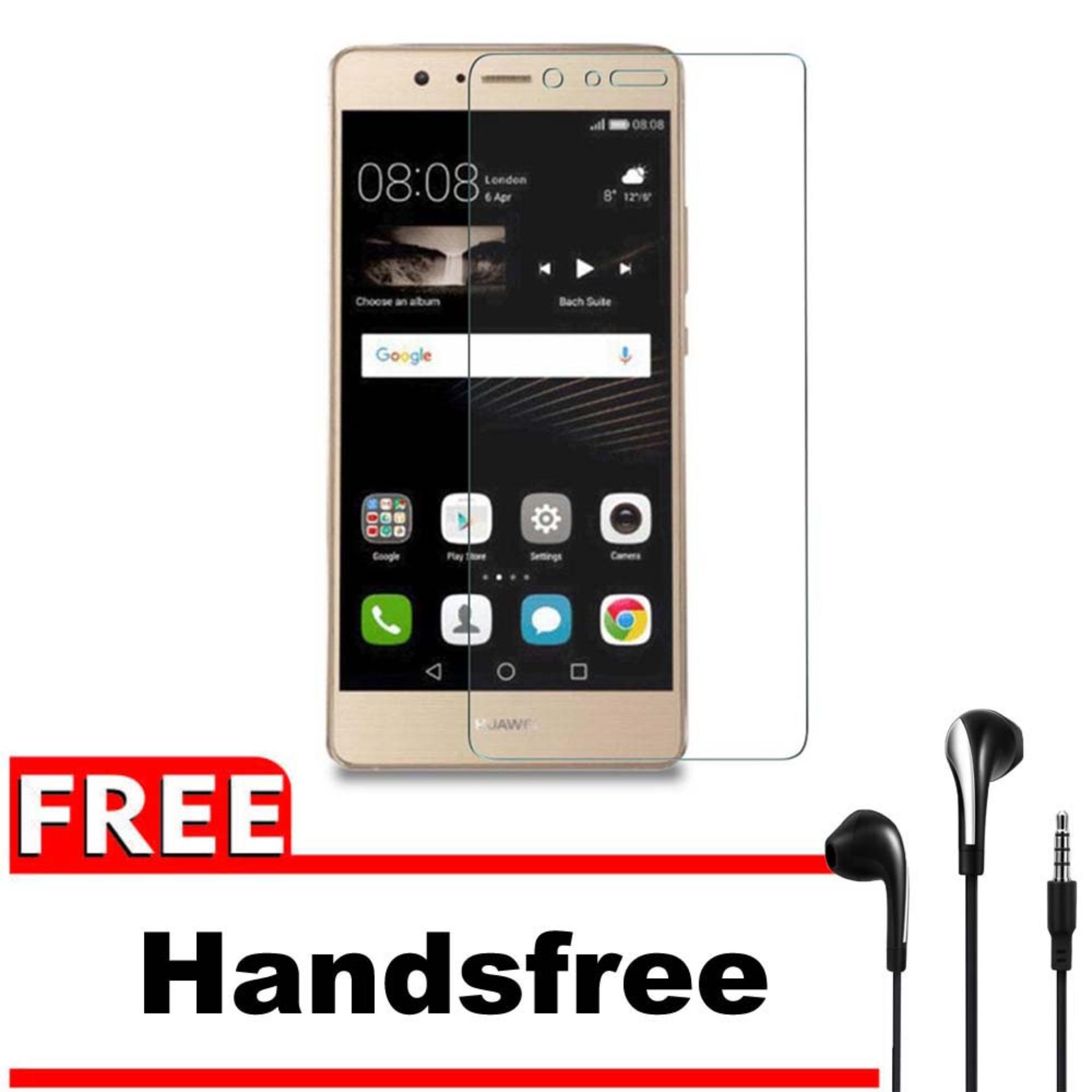 Vn Huawei Ascend P9 Lite / Dual / LTE Tempered Glass 9H Screen Protector 0.32mm + Gratis Free Handsfree Earphone Headset Universal - Bening Transparan