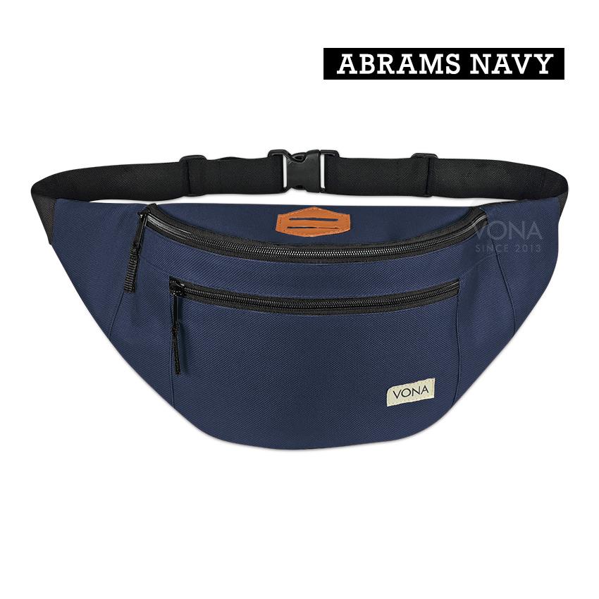 VONA Abrams [Navy] - Tas Pria Pinggang Selempang Bahu Punggung Dada Waistbag Sling Belt Bag Fanny Pack Waterproof Parasut Anti Air D600 Casual Kerja Multifungsi Travel Outdoor Unisex Distro Fashion Sporty Cowok Remaja Best Seller Terlaris Hot Item Baru