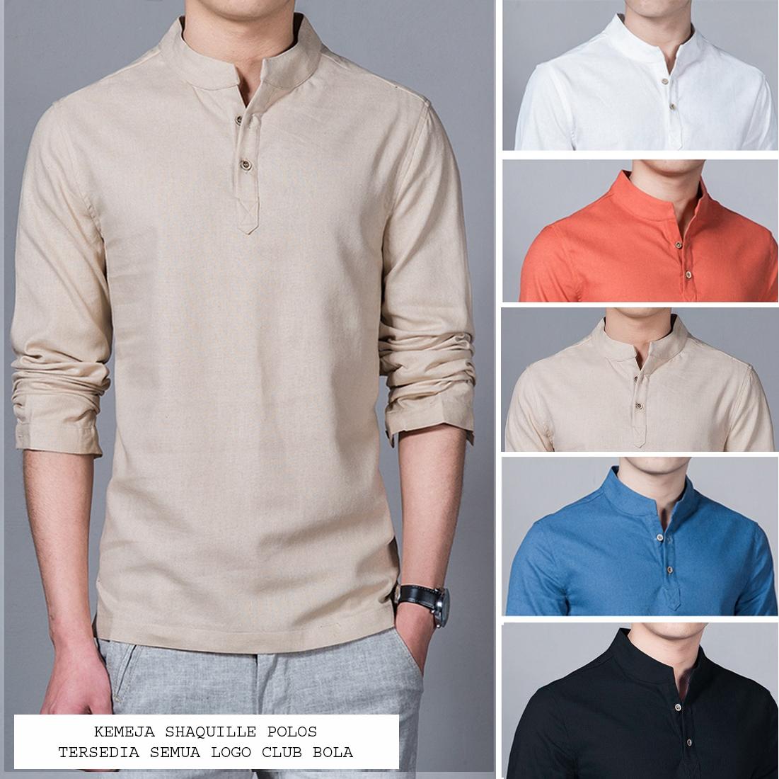 Kemeja Pria Baju Koko Shaquile Coklat Krem Polos | Bahan Katun | Grosir Kemeja Muslim Gamis Pria Murah Distro