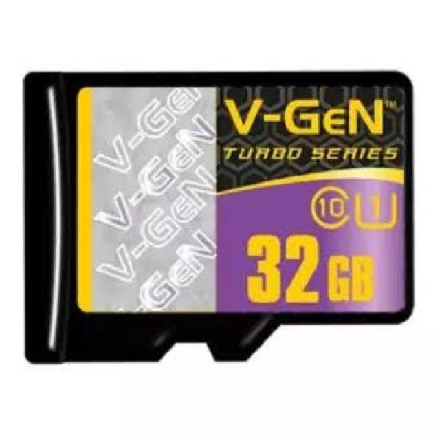 Memory Card V-Gen 32GB Class 10 Turbo Series 100MBpS NA ORIGINAL Micro Memory Card LIFETIME WARRANTY