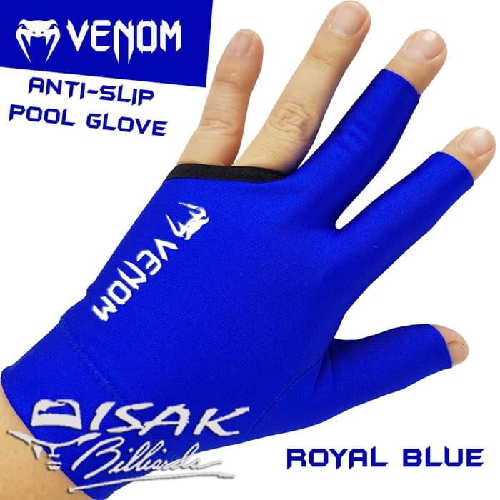 BEST SELLER!!! Venom Pool Glove - Anti Slip Blue - Sarung Tangan Biliar Billiard Open - iOCmq5