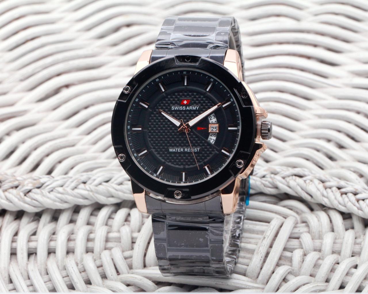 JAM TANGAN PRIA SWISS ARMY RANTAI D-4423 DUAL TIME ANTI AIR SPORT OLAHRAGA KASUAL TERBARU 2018