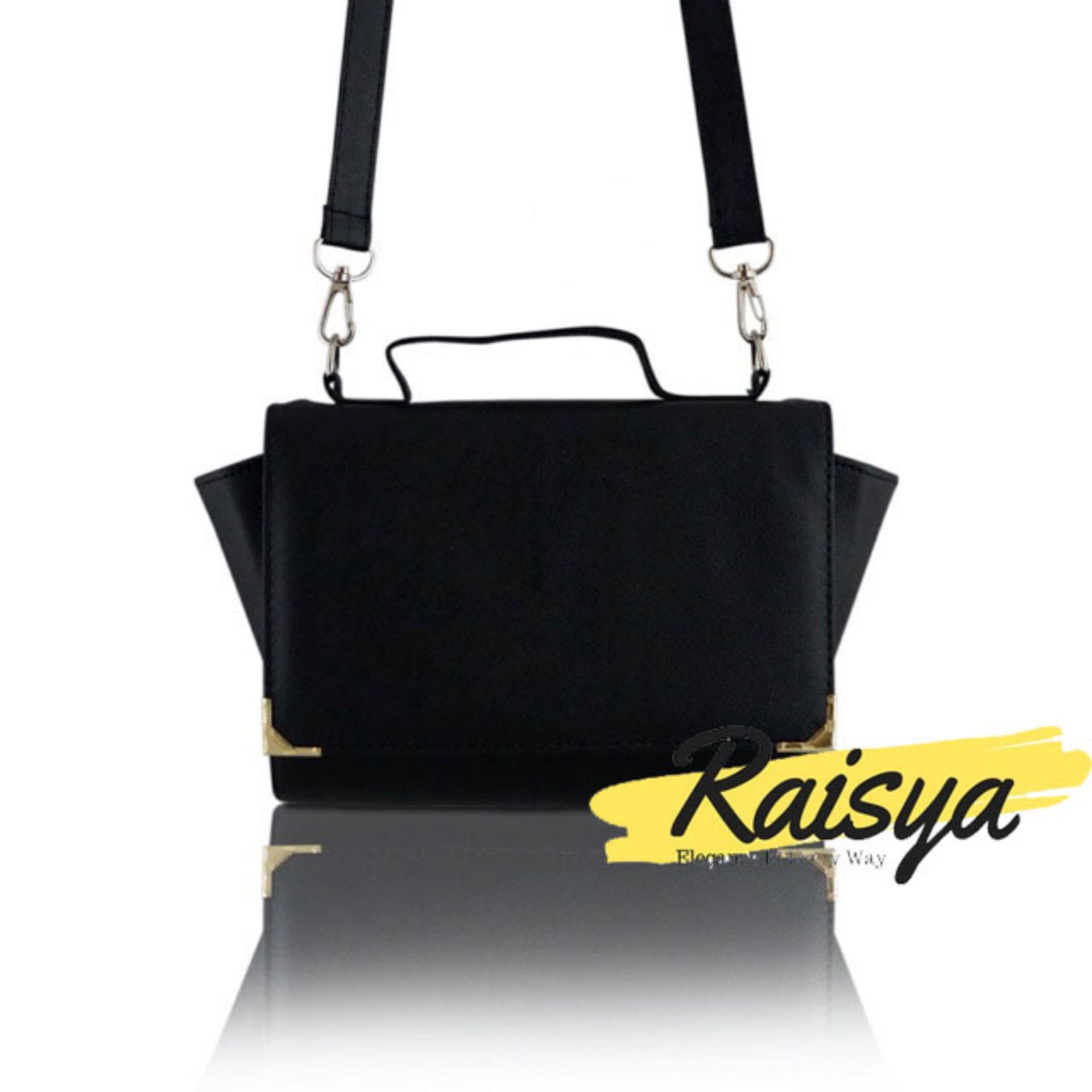 Raisya Tas Fashion Sling Bag Model Zara - Black