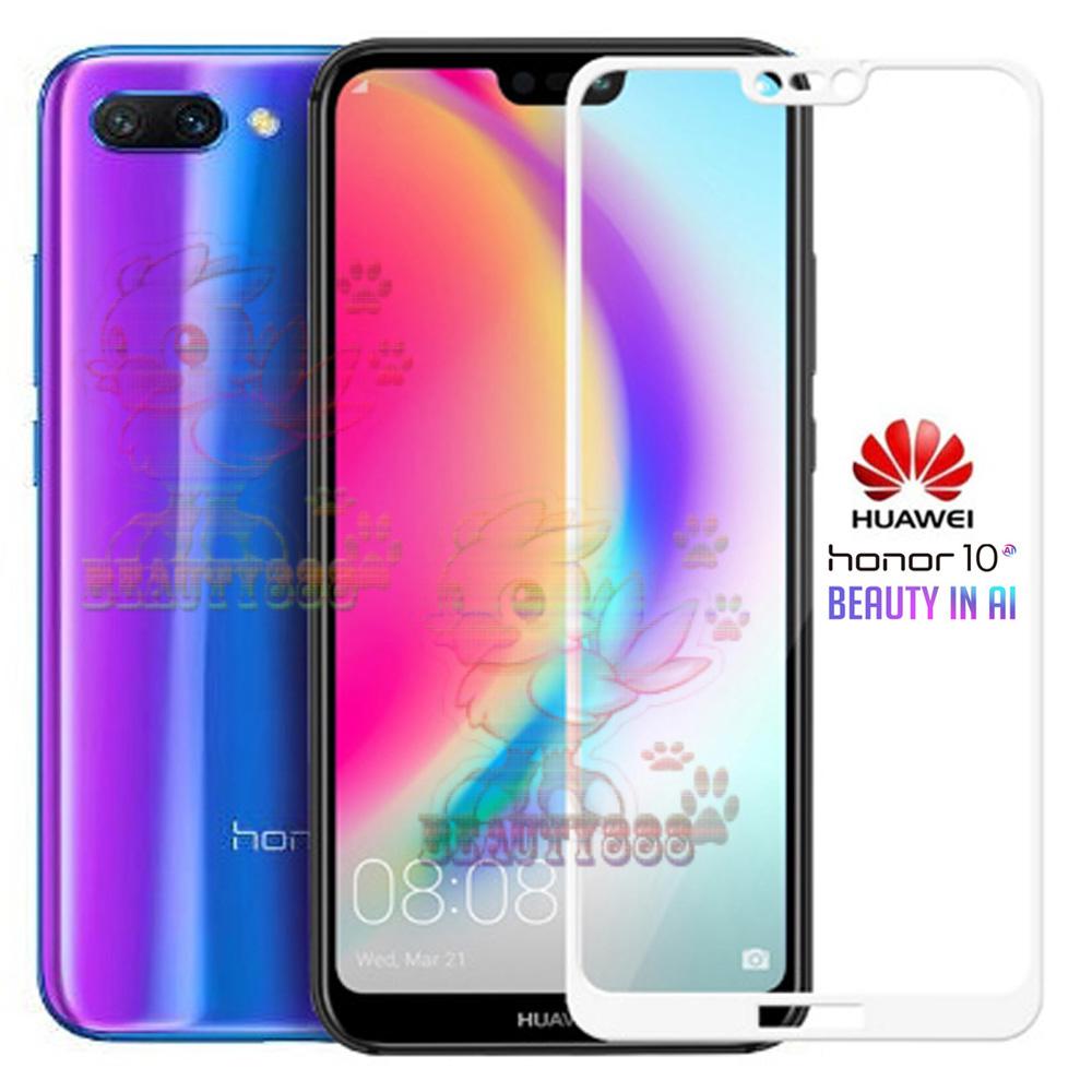 Beauty Tempered Glass Full Screen White Huawei Honor 10 9H Screen Anti Gores Kaca / Screen Guard / Temper Huawei Honor 10 / Pelindung Layar Kaca Full Huawei Honor 10 / Depan Only / Temper Full Layar Huawei Honor 10 - White / Putih
