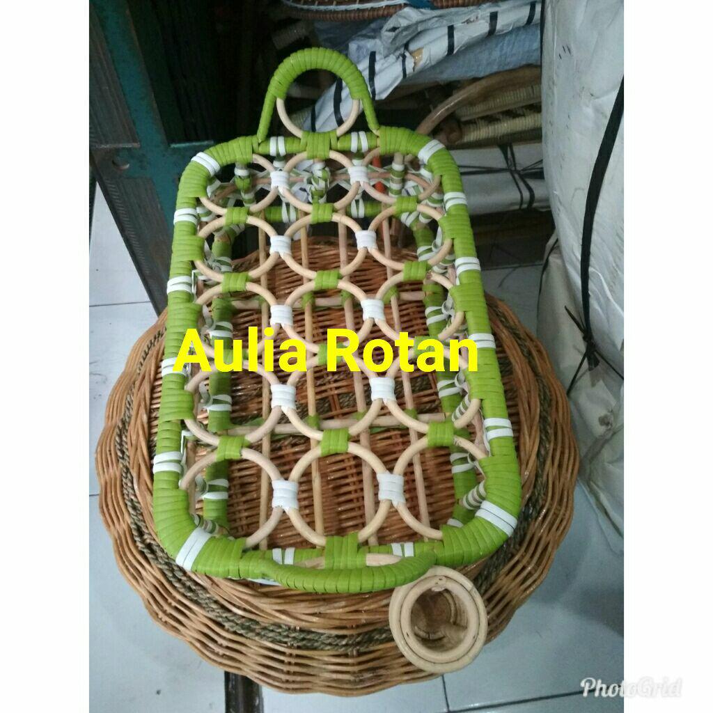 Keranjang/ Tempat Aqua Gelas Rotan Asli Kombinasi Isi 15