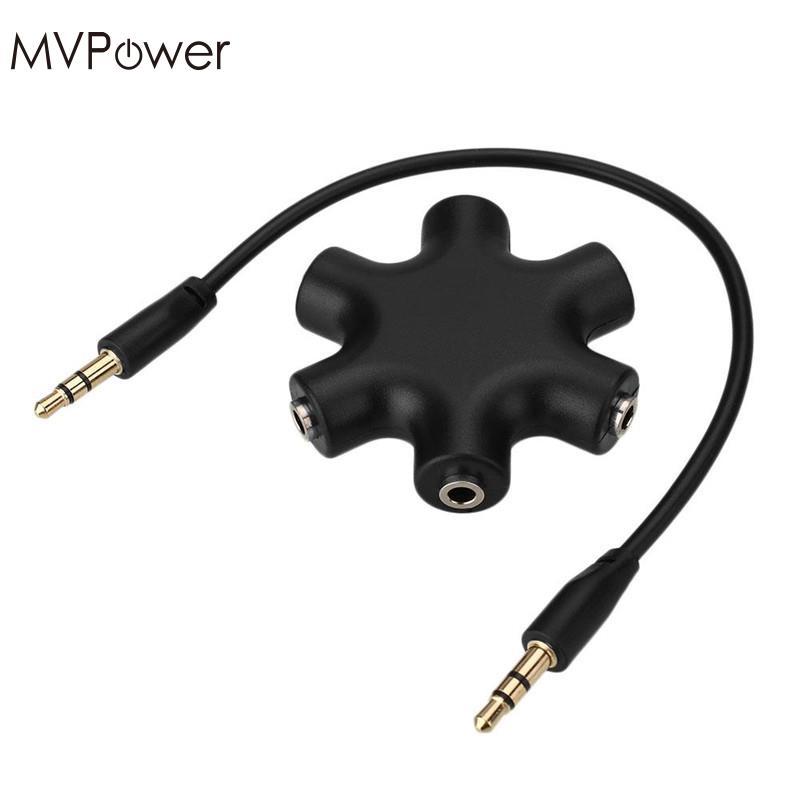 Elite 6-Way 3.5mm Stereo Audio Headphone Kabel Headset Hub Splitter Adapter untuk MP3 MP4 Ponsel DVD Player