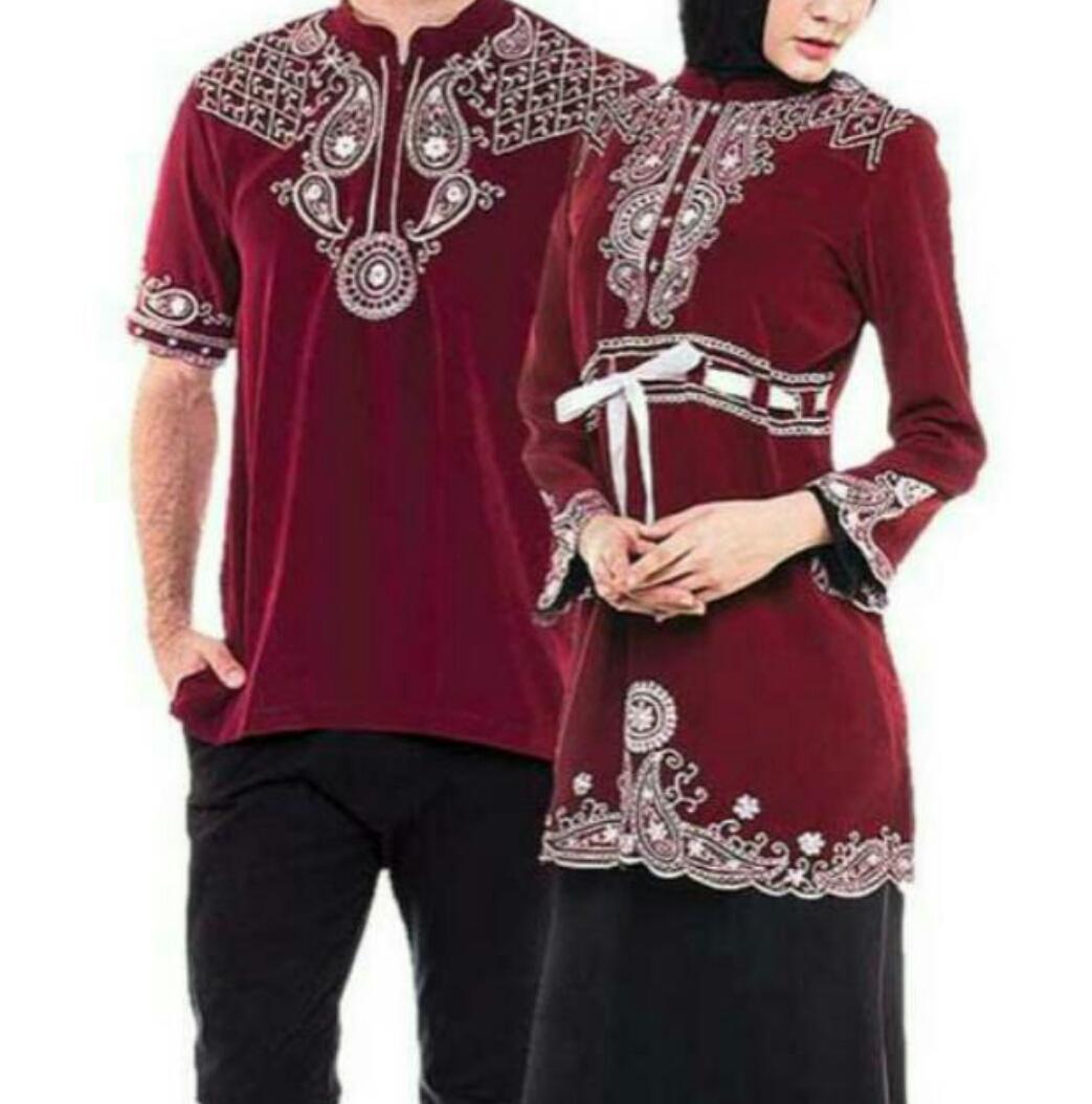 SALES BAJU COUPLE SUAMI ISTRI KOKO PRIA BLOUSE WANITA BAJU LEBARAN KELUARGA MURAH WARNA MARUN