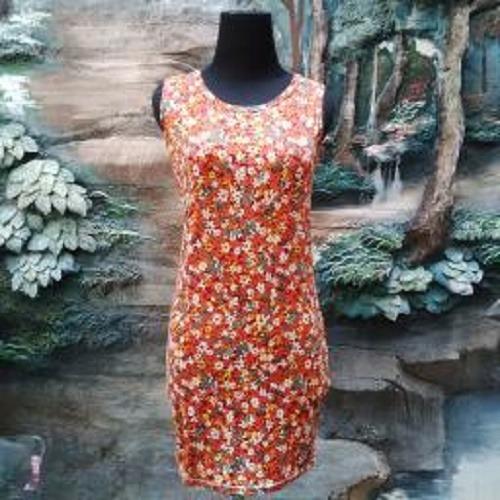 PROMO BAJU - SUPPLIER GROSIR - 10485 DRESS WANITA ANABELL PAKAIAN CEWEK TANPA LENGAN MODIS WARNA ORANGE MURAH GROSIR KEKINIAN BAHAN SPANDEX KOREA