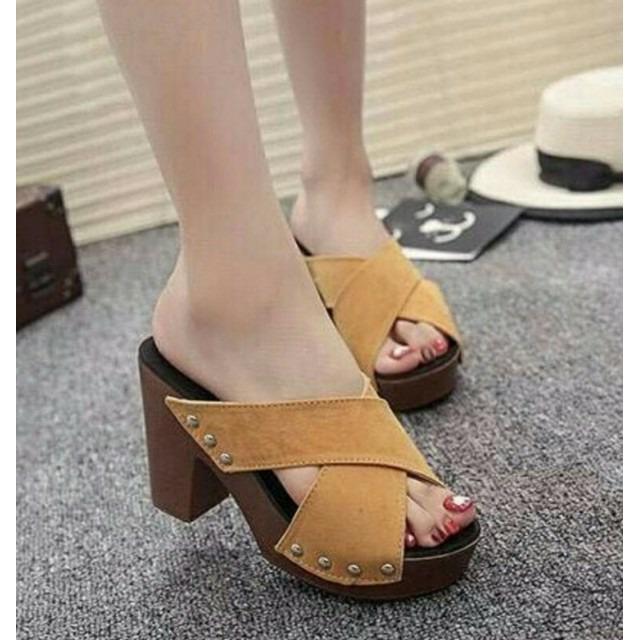 HIGH HEELS STUDED CANTIK MURAH TERLARIS GHS-DR TAN