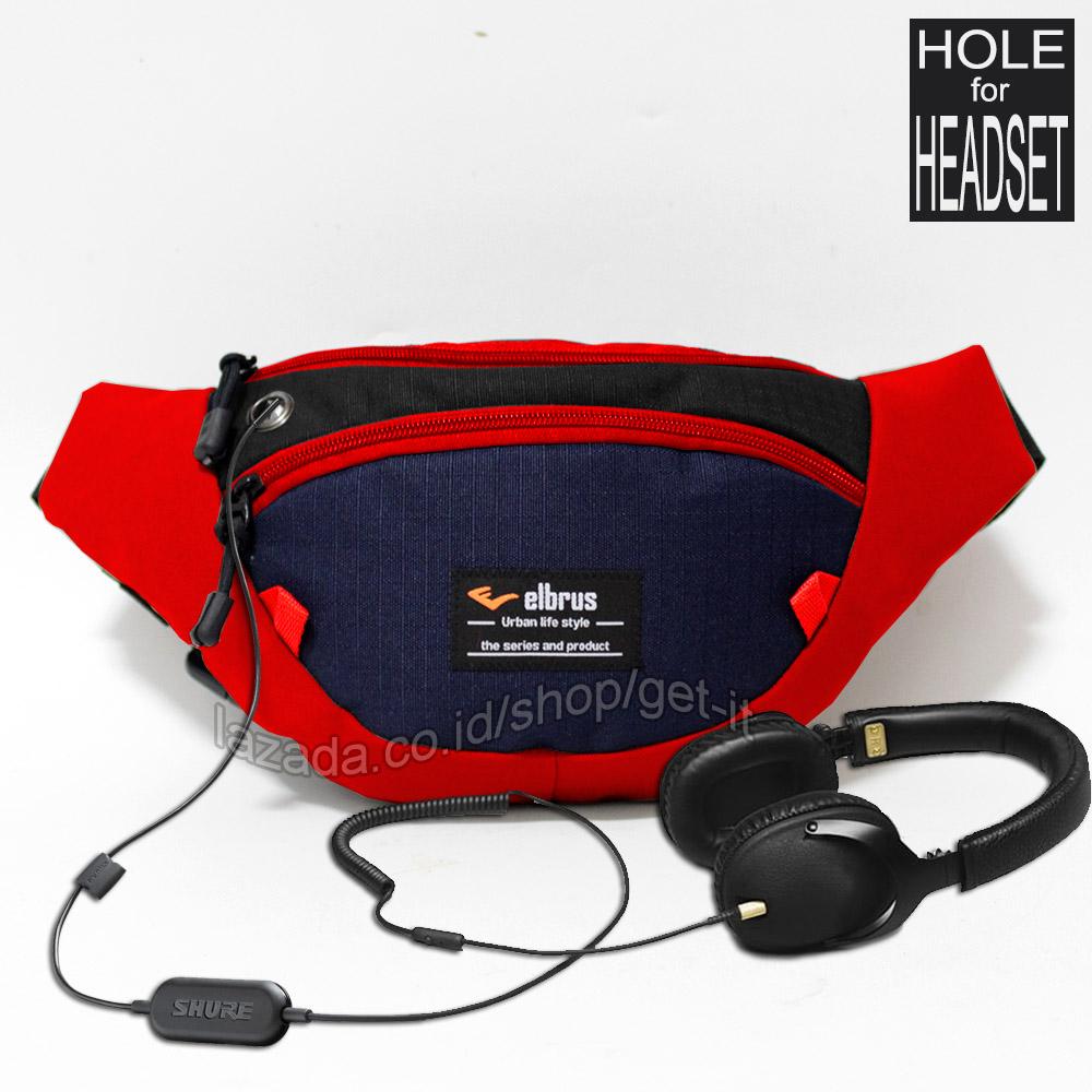 Waist bag pria wanita Distro Elbrus Original Headset Hole - Tas Pinggang cowok terbaru - Tas dada laki laki - tas slingbag punggung