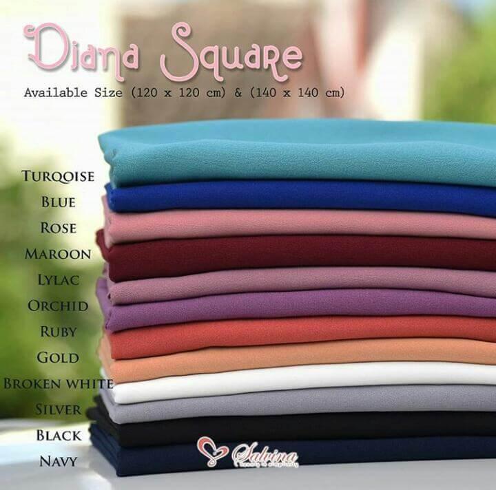 Jilbab Instan Halus Lembut Kerudung Wanita Muslimah Hijab Instan Jumbo Square Hijab Diana Eksklusif Salvina Original Bahan Diamond Crepe