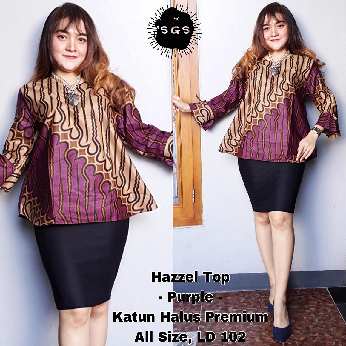 Atasan Blouse Batik Wanita Kantoran Lengan Panjang Seri Hazzel