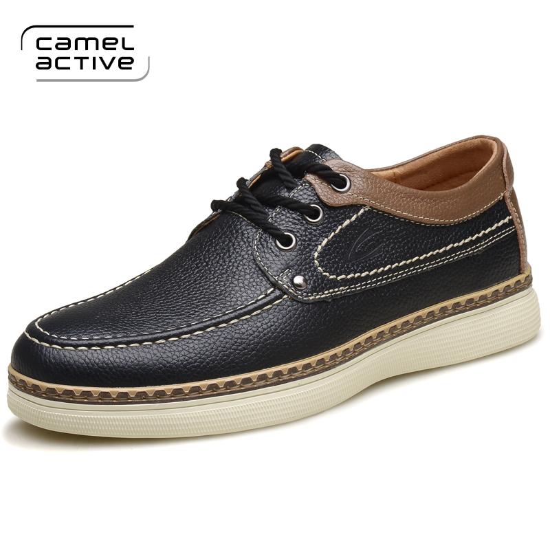 Camel Active Pria Inggris Kulit Sepatu Trendi Sepatu Pria (Hitam)