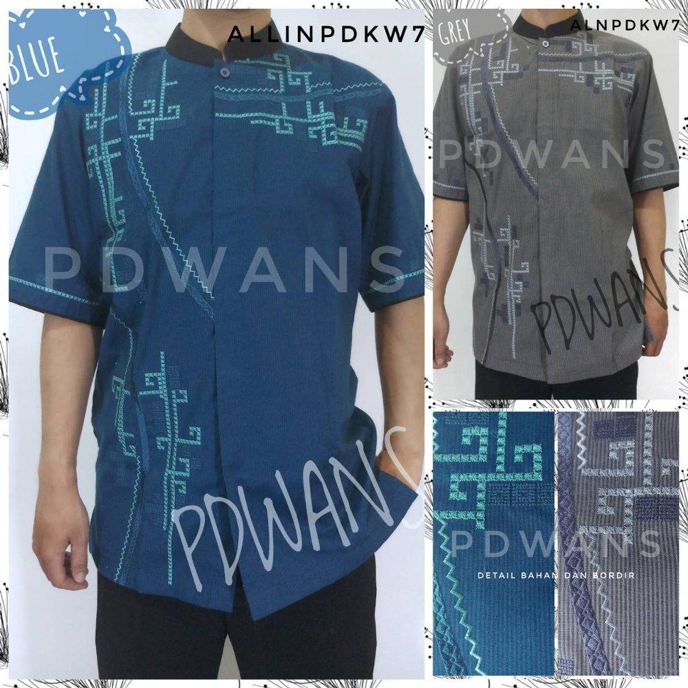 BAJU KOKO Lengan Pendek Warna BIRU ABU Baju Muslim Pria - ALNPDKW7 di lapak BAJU KOKO PDWANS pdwans