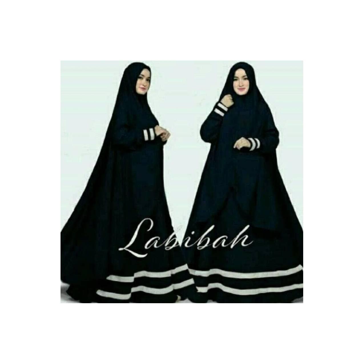 BAJU MUSLIM WANITA MERK BAJU BUSANA MUSLIM GAMIS LABIBAH SYAR'I BLACK