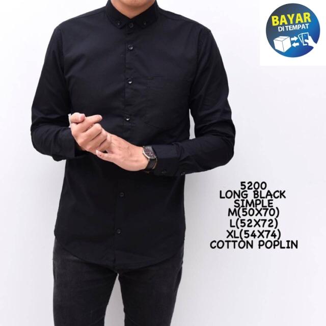 kemeja pria lengan panjang kerah simple/kemeja polos pria atasan formal/baju cowok distro premium