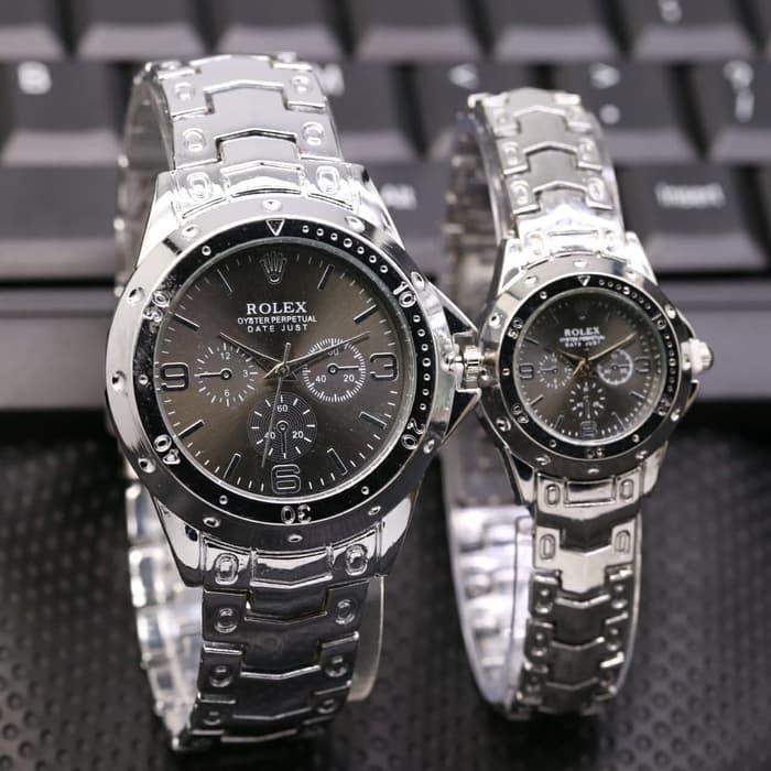 TERLARISSS!!! - Jam Tangan Rolex Couple Murah SK820 Rantai Silver Black