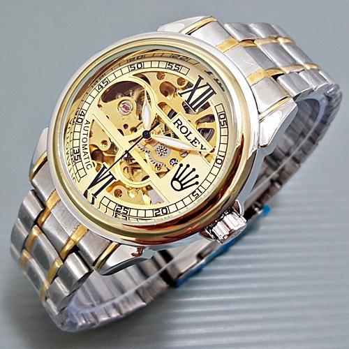 JAM TANGAN PRIA ROLEX AUTOMATIC AP3-01 ANTI AIR RANTAI TERBARU ORIGINAL GOLD RMW