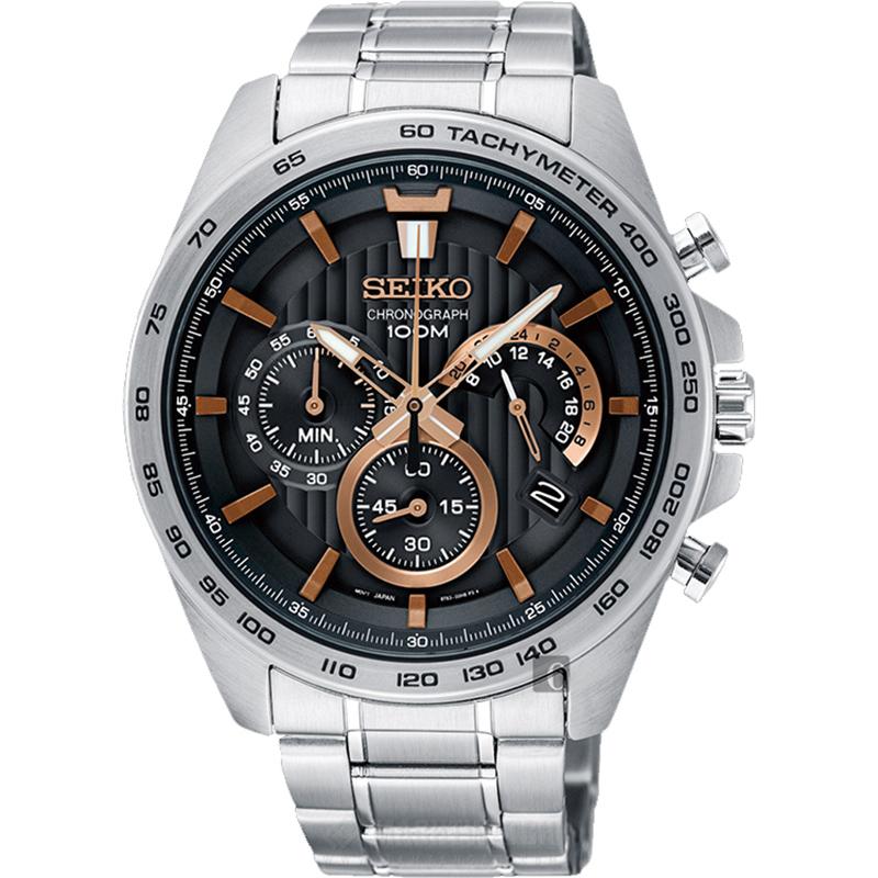 SEIKO Chronograph - Jam Tangan Pria - Silver - Stainless Steel - 703BSS