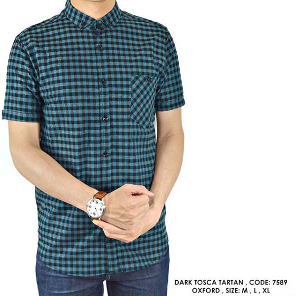 van shirt store KEMEJA FLANEL FLANNEL KOTAK COWOK PRIA Dark Tosca Tartan