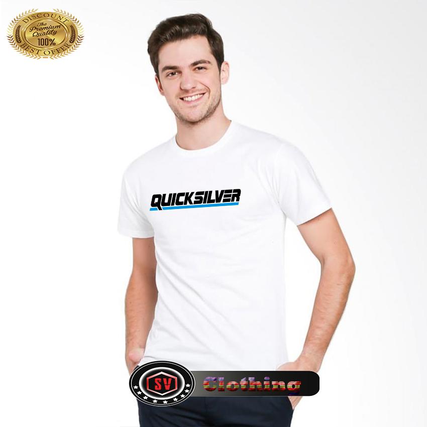 Kaos distro Quiksilver Teks Black Light Blue Premium