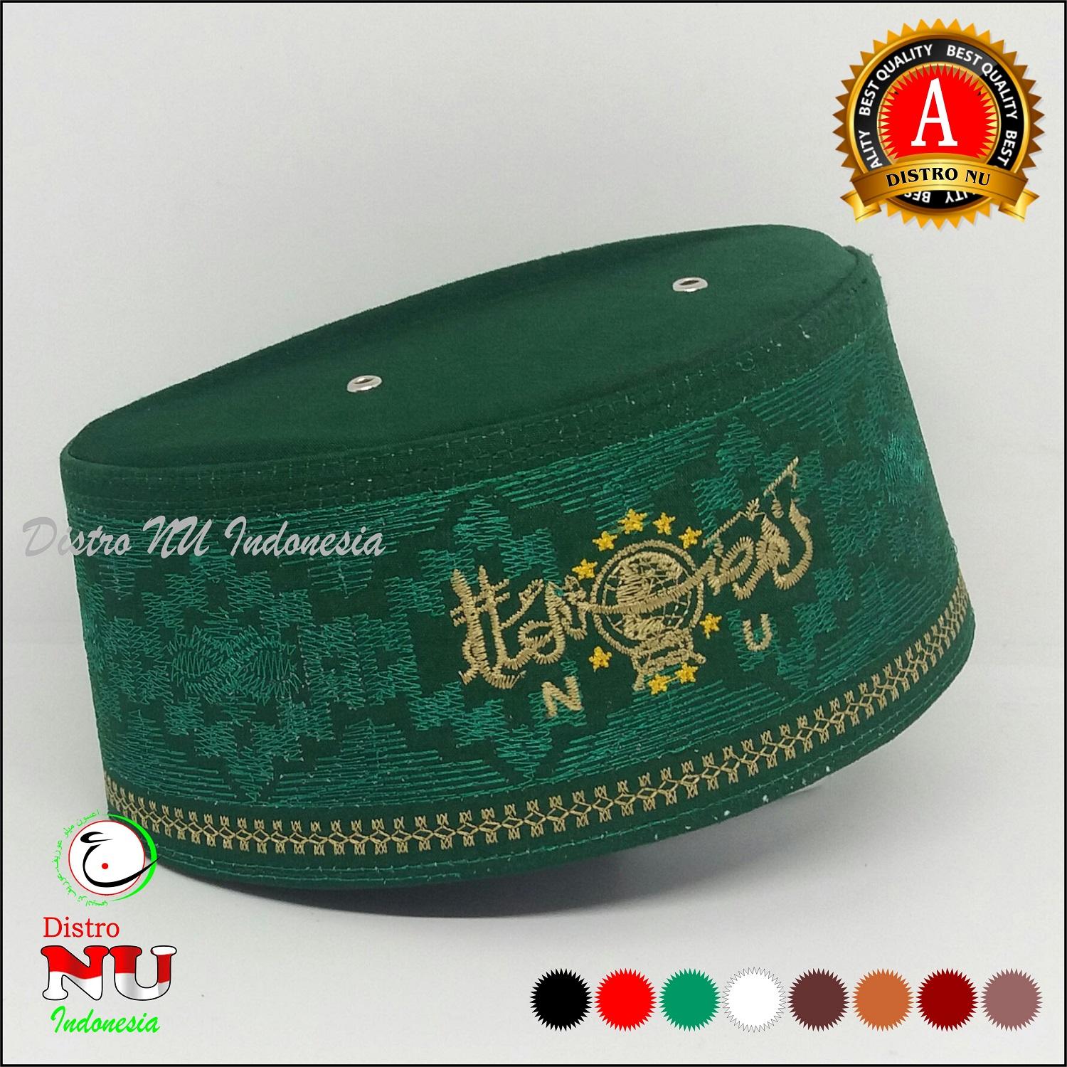 PECI NU HIJAU BORDIR  BAGUS KUAT - songkok Nasional / sagofah / gamis / sarung / sorban / peci as-sagofah / Syekermania / Sajadah Kopyah /Peci Haji / solawat sholawat / sandal / sepatu / seragam sekolah / kaos distro wong nu / distro nu / karpet