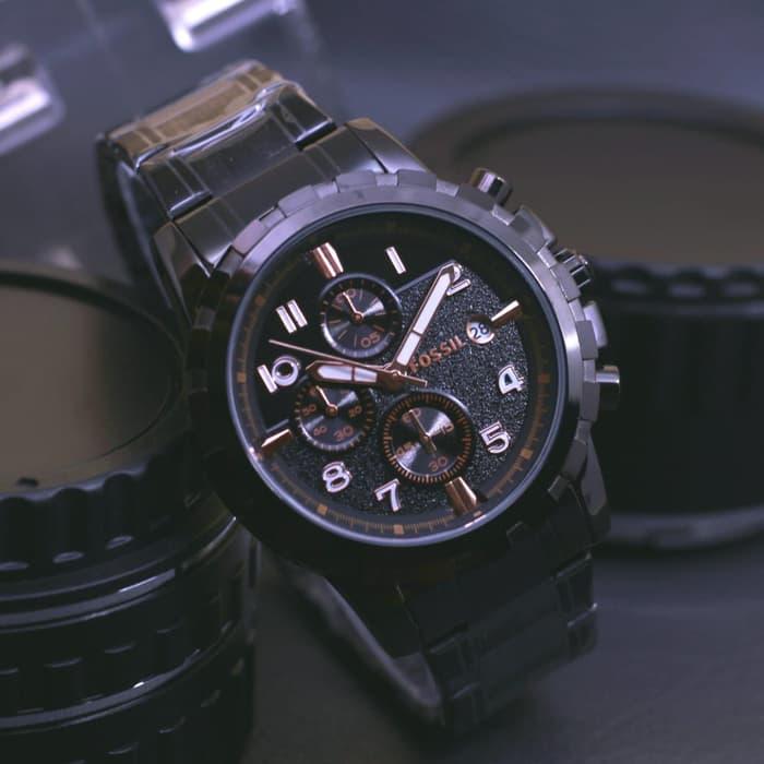 Jam Tangan Untuk Pria Wanita Fossil Chronograph Tali Rantai Besi