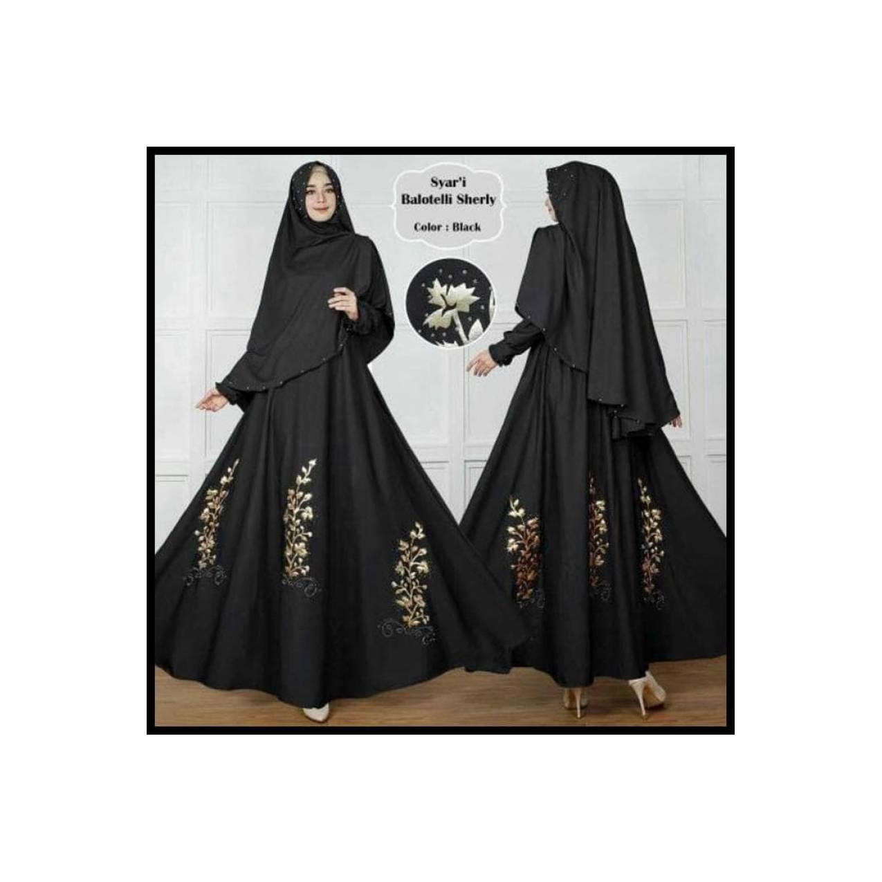 Termurah Gamis Syari Premium Hitam Material Baloteli
