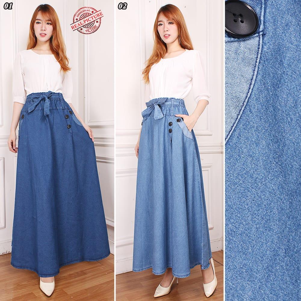 Shining Collection Rok Wanita Layna Rok Panjang Jeans Wanita