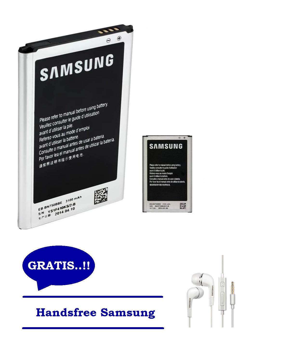 Samsung Original Baterai Galaxy Note 3 N900 + Free Handsfree Samsung
