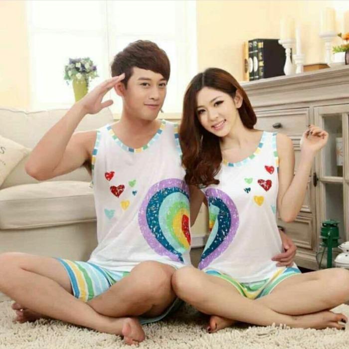 Baju Tidur Pria Dewasa Multi Warna Love LOve Pelangi