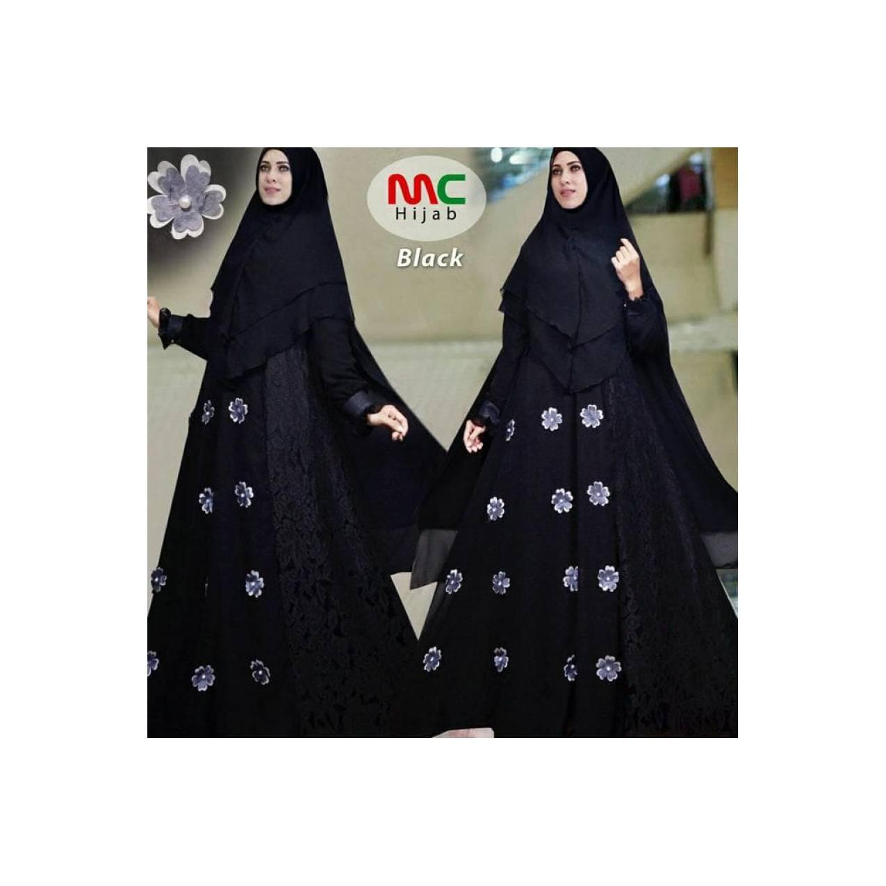 SETELAN GAMIS CERUTY KLOK UMBRELLA KHIMAR CERUTY APLIKASI BUNGA BRUKAT