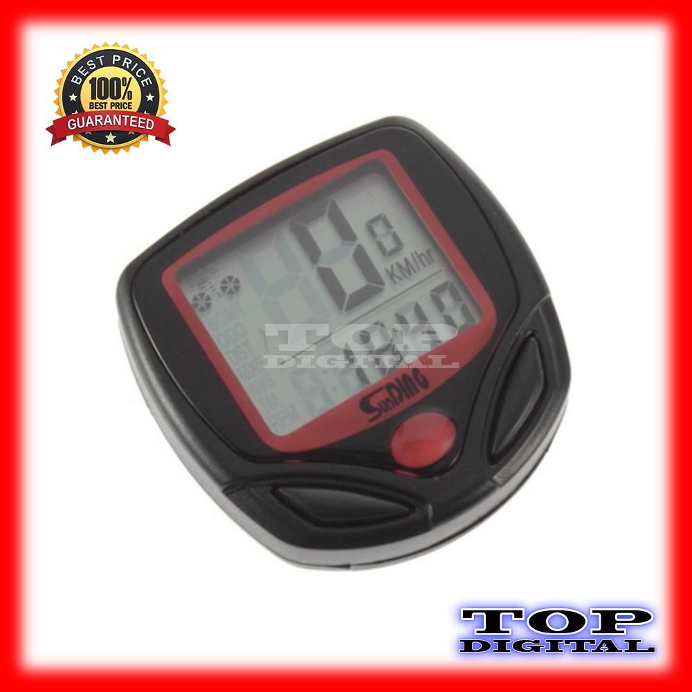 Speedometer Sepeda Digital 14 Fungsi LCD Display Pengukur Kecepatan Bersepeda Bike Cycling Bicycle Speed Waterproof Tahan Air Perlengkapan Olahraga Outdoor Gunung MTB Lipat