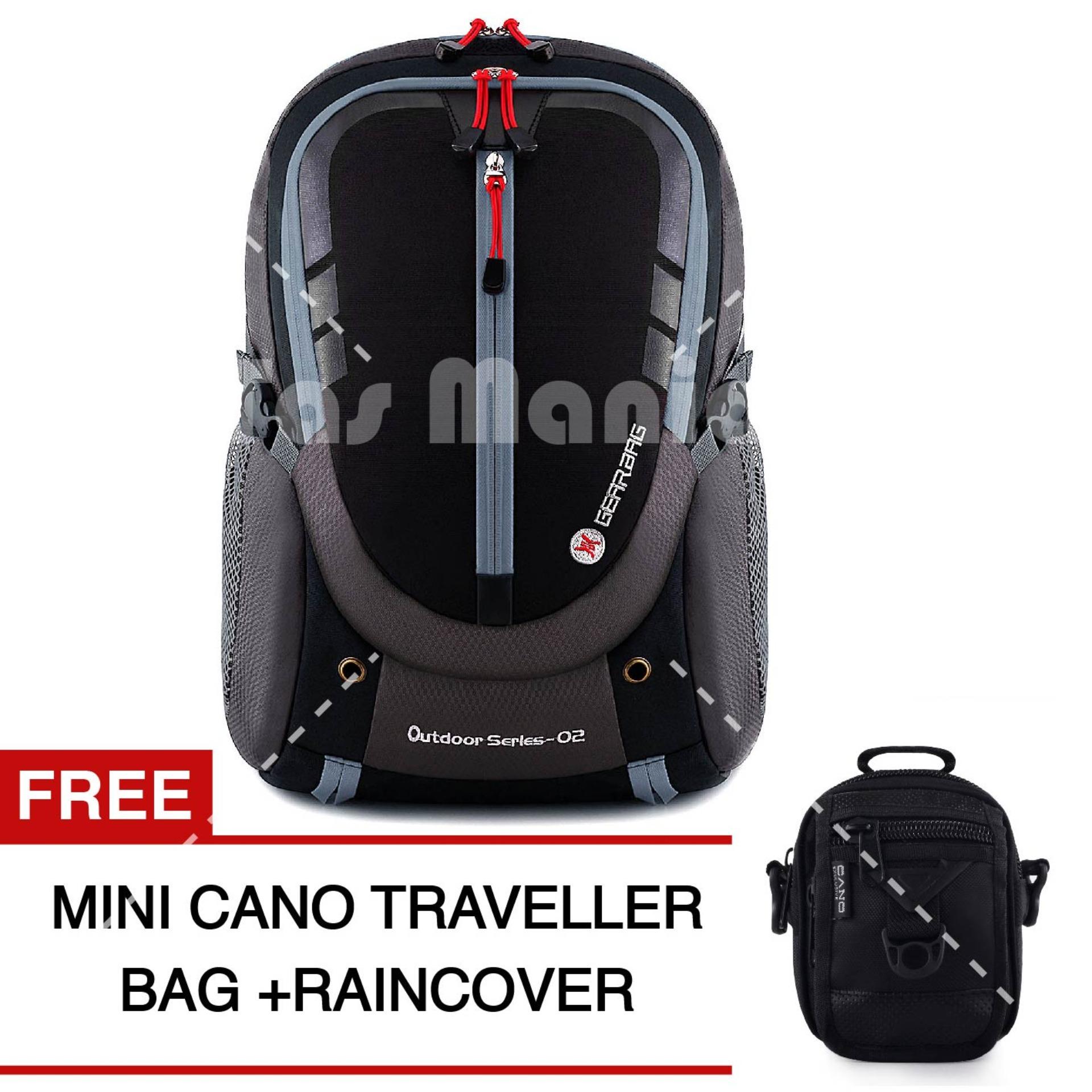 Tas Ransel Pria Gear Bag - Cyborg X23 Tas Laptop Backpack - Black Grey+ Raincover + FREE Tas Selempang Mini Cano Traveller - Black Promo Diskon Murah Tas Kerja Kantor Kuliah Travel Anti Air Eiger Rei Consina North Face Deuter Termurah Terlaris Best Seller