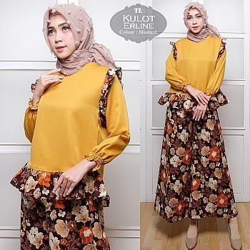 STELAN KULOT PLUS BLOUSE BALOTELY MURAH ERLINE WARNA KUNING MUSTARD (NO PASMINA)