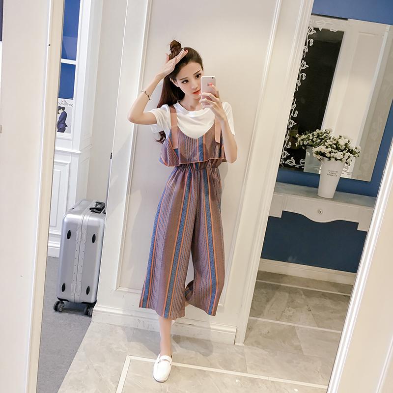Kulot Korea Modis Gaya Musim Panas Baru Jumpsuit Jersey Rayon (Ungu Muda)