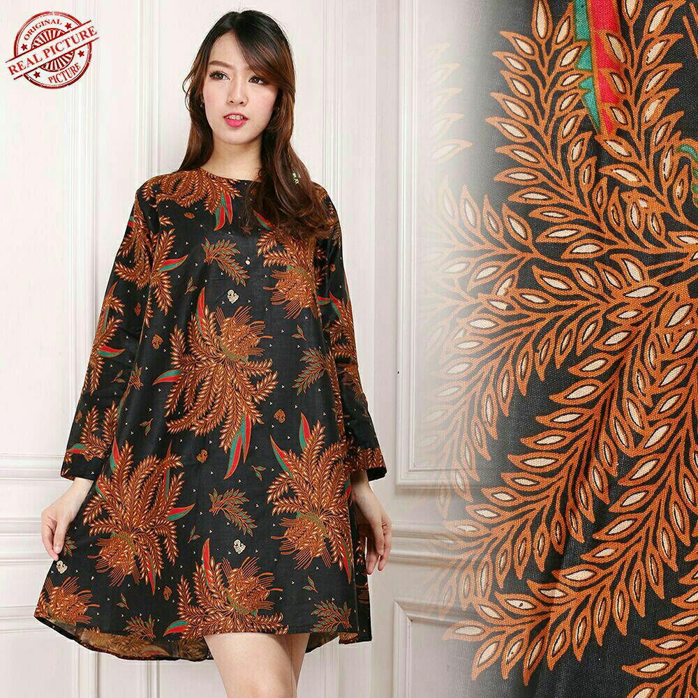 Miracle Atasan Tunik Layla Blouse Kemeja Batik Lengan Panjang Wanita