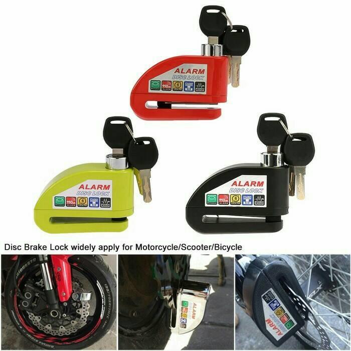 Kunci Disc Alarm Motor / Gembok alarm motor / Pengaman motor alarm | ( gembok alarm motor anti maling koper sepeda pagar cakram kinbar kode tas mobil clock rumah sensor gerak pintu digital remote lock bht ) |