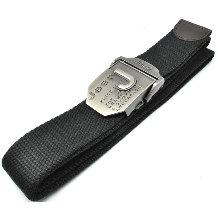 JEEP Ikat Pinggang Pria Canvas Buckle Belt - Black