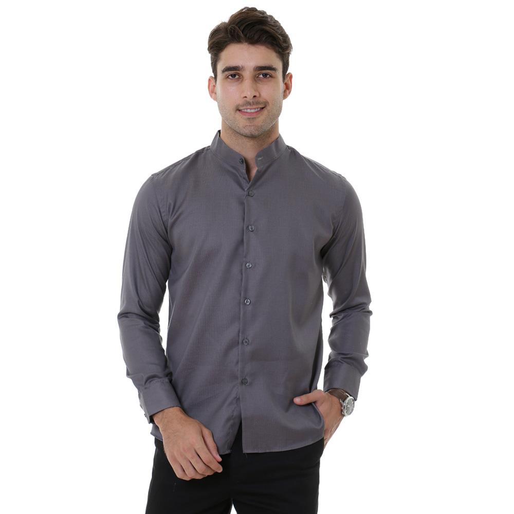 VM Kemeja Krah Shanghai Oxford Slimfit Panjang Abu