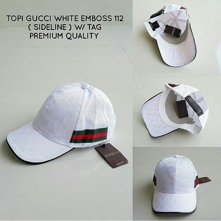topi gucci white emboss 112 sideline W/TAG