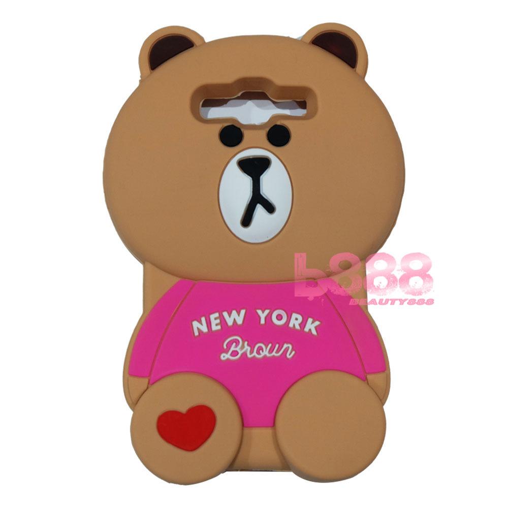 Beauty Bear Case 3D Samsung Galaxy Grand Prime G530 Silicone 3D Brown Bear Clothes Overall Design New York / Case Boneka Baju Beruang / Casing Samsung Grand Prime Boneka Unik / Casing Samsung G530 / Silikon Samsung Grand Prime - Brown Line Bear New York