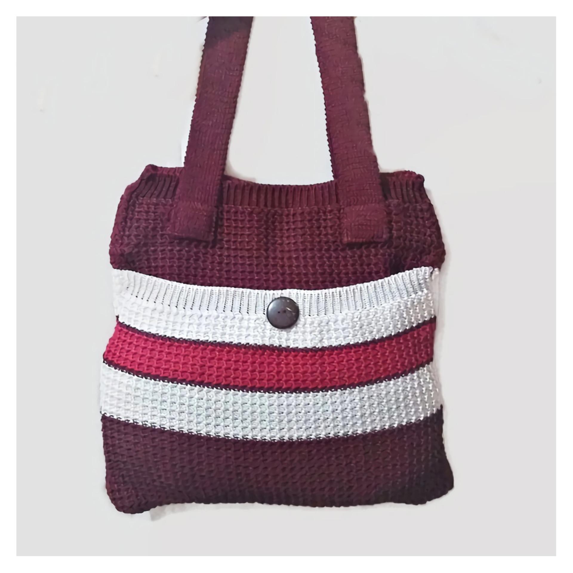 Tote Bag Rajut Handmade motif Three Tone