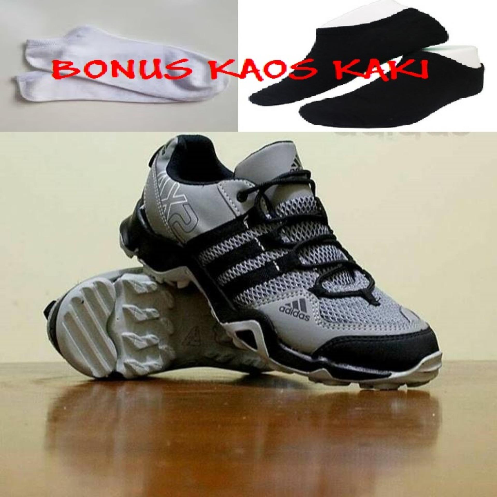 SEPATU SNEAKERS SPORTY PRIA AX2 - BONUS KAOS KAKI - Abu-Abu