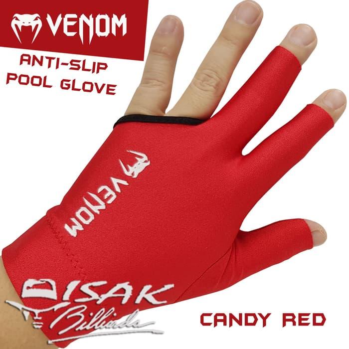 HARGA SPESIAL!!! Venom Pool Glove - Anti Slip Red - Sarung Tangan Biliar Billiard Open - n6gZeC