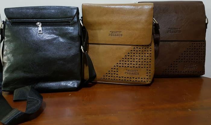 HARGA MURAH Vintage Sling Bag Tas Selempang Kulit PU Laser Pria Cowok