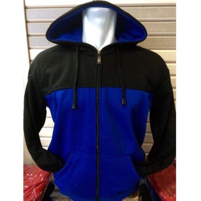 HARGA PROMO!!! HOODIE KAOS POLOS BIRU HITAM SLETING / JAKET BOLA - epJZPZ