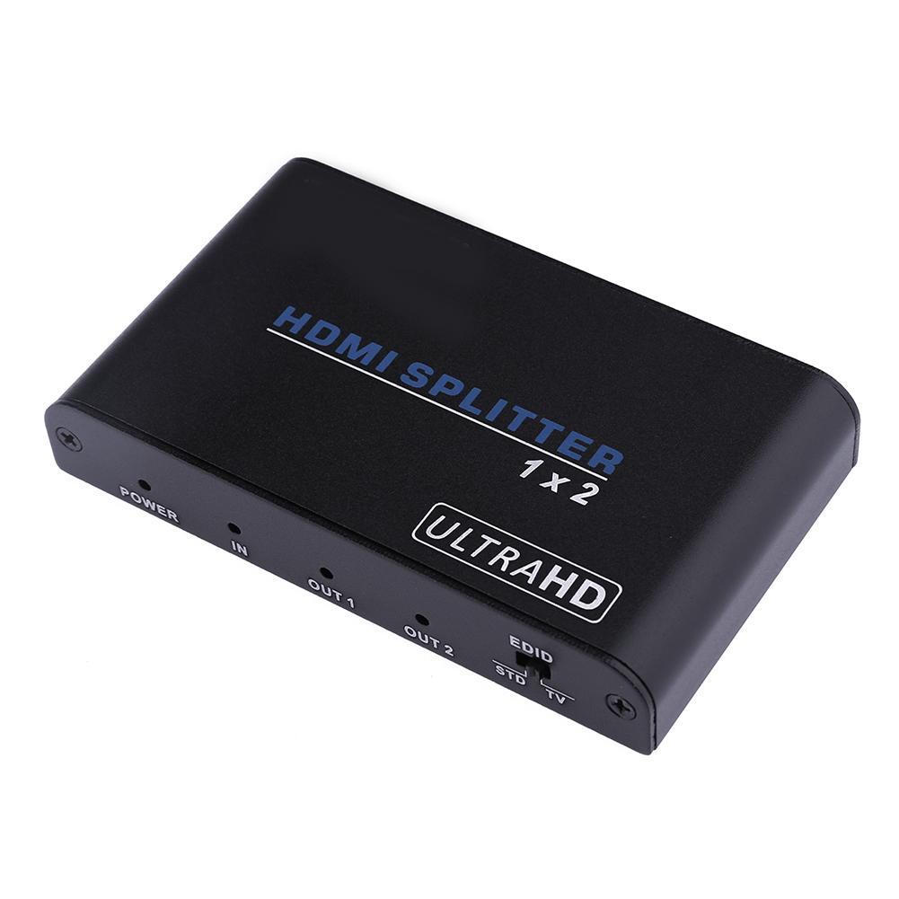 HDMI 2.0 Splitter 1X2 Port 4 K * 2 K Audio Adaptor Video Jual 1080 P 1in2 OUT (hitam) -Kami