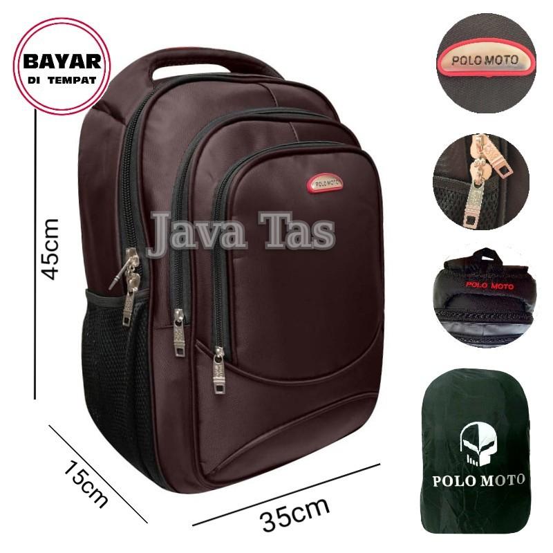 Polo Moto Tas Ransel Laptop Java Tas Ransel Pria Tas Ransel Wanita Tas Laptop Tas Laptop Murah Tas Punggung Tas Kerja Tas Kuliah Tas Ransel Laptop Import Brown + Free Raincover